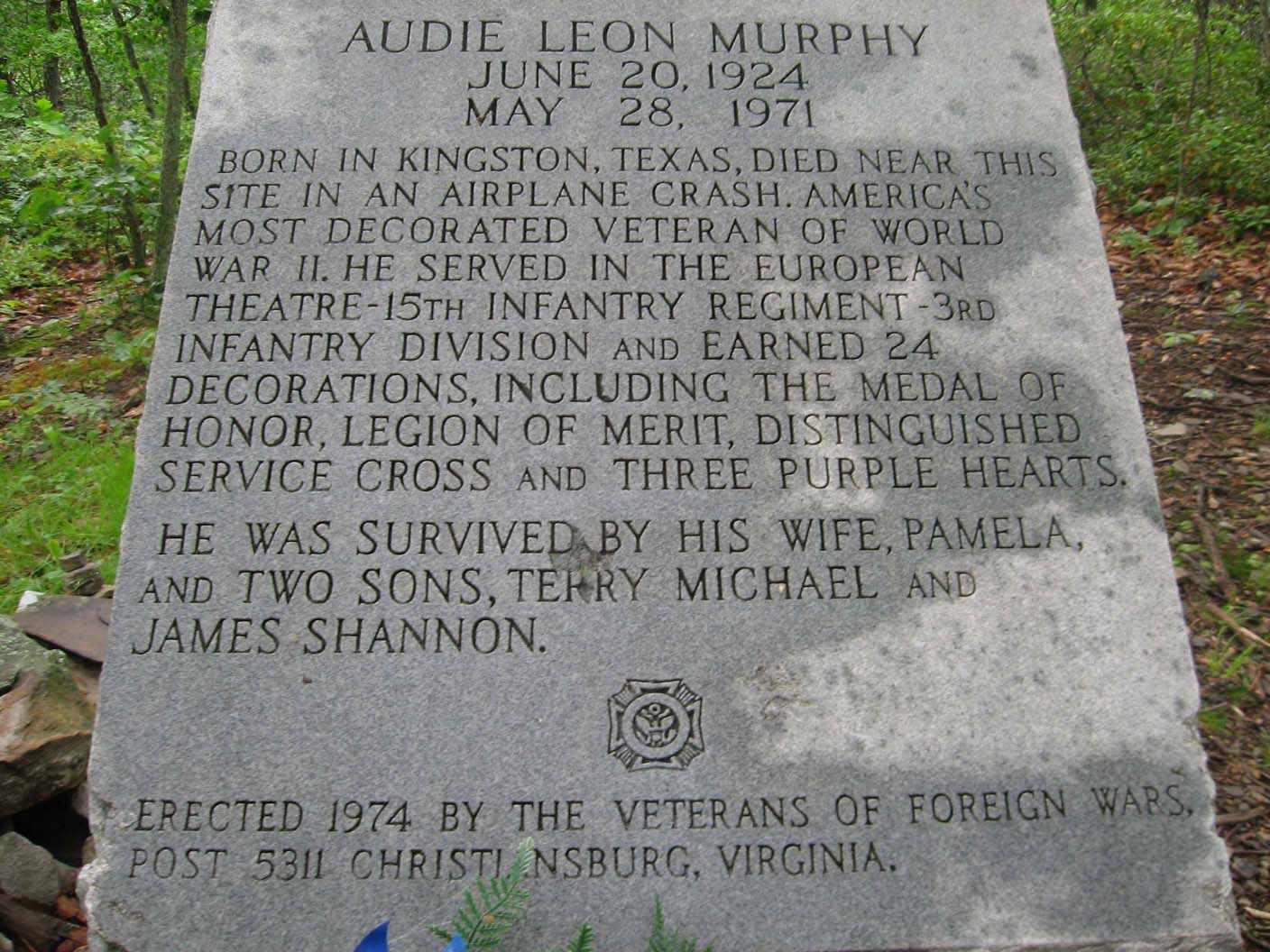 The Audie Murphy Monument. This WWII Veteran died in a plane crash off the AT.